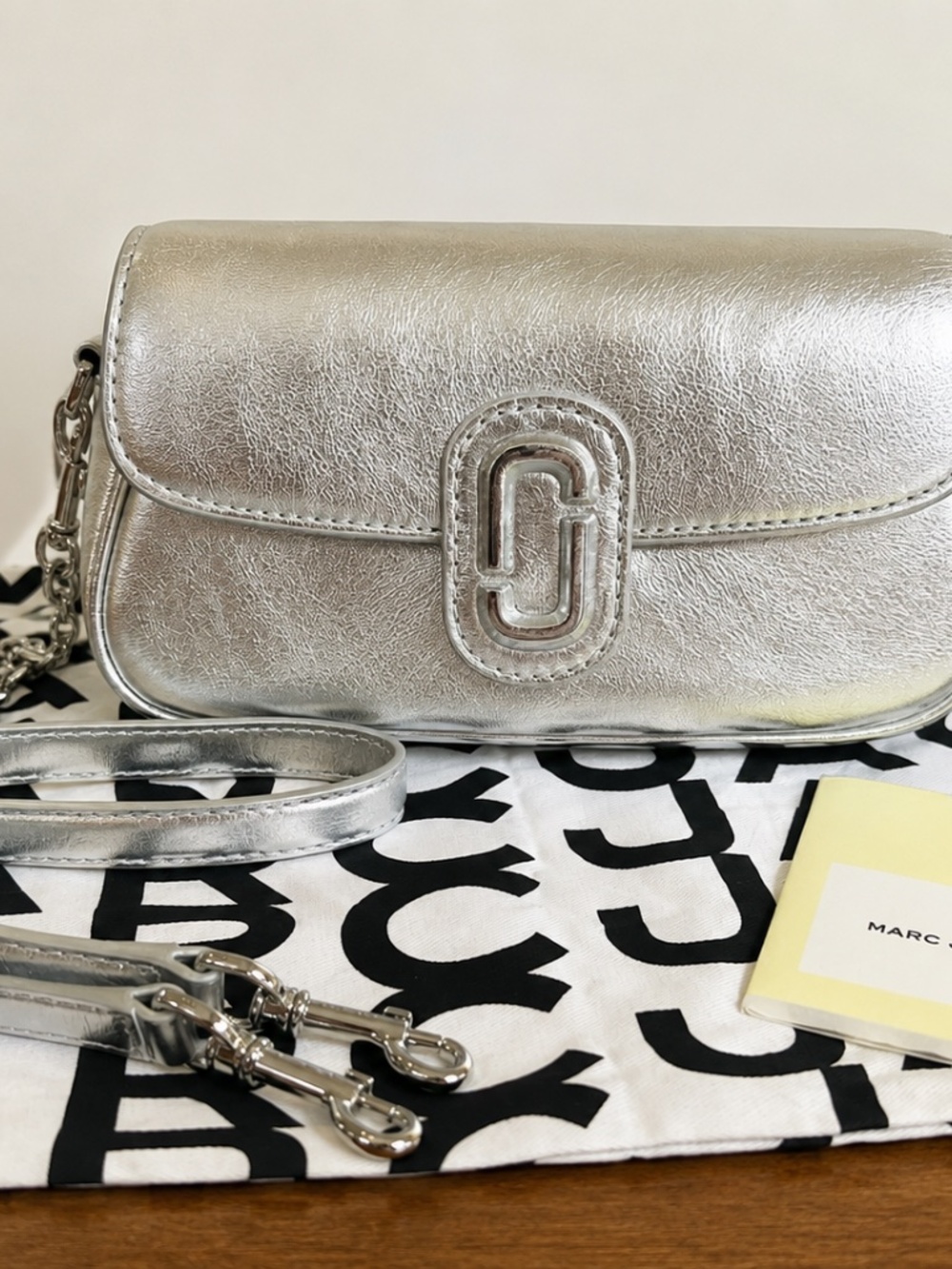 Marc Jacobs Metallic Silver J Marc Mini Shoulder Bag Crossbody